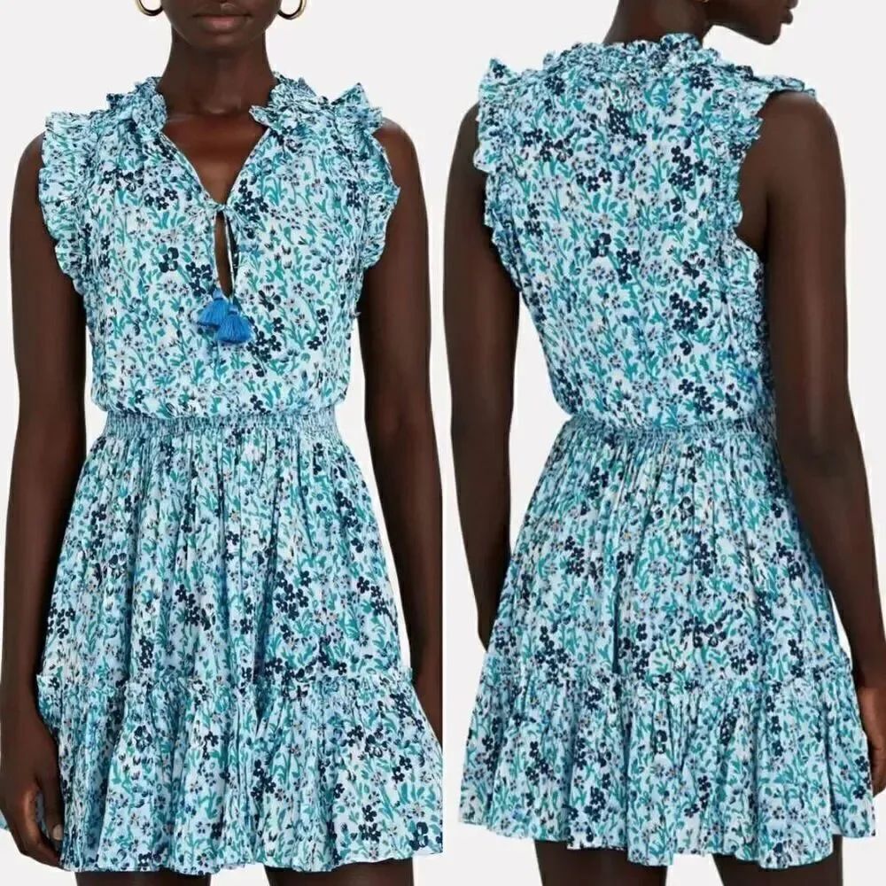 POUPETTE ST BARTH Trinity Ruffled Sleeveless Floral Dress M NWT $320